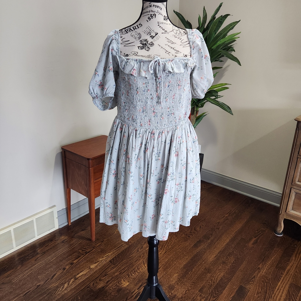 Abercrombie Floral XL Smocked Baby Doll  Dress Has A Liner